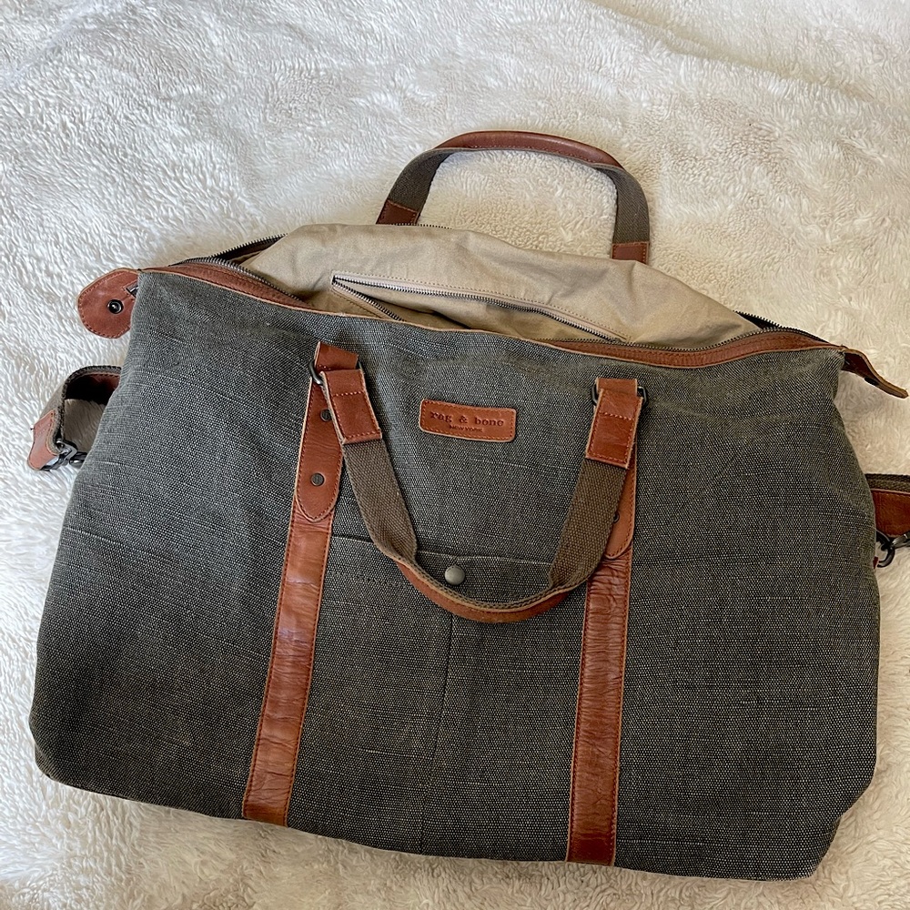 Rag and Bone oversized canvas and leather duffle